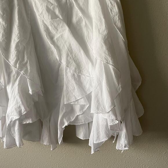 y2k vintage white cotton ruffle maxi skirt boho fairy coastal cowgirl size L/XL - Picture 4 of 7